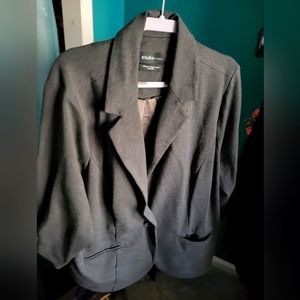 3/4 Sleeve blazer, stretchy, grey-black